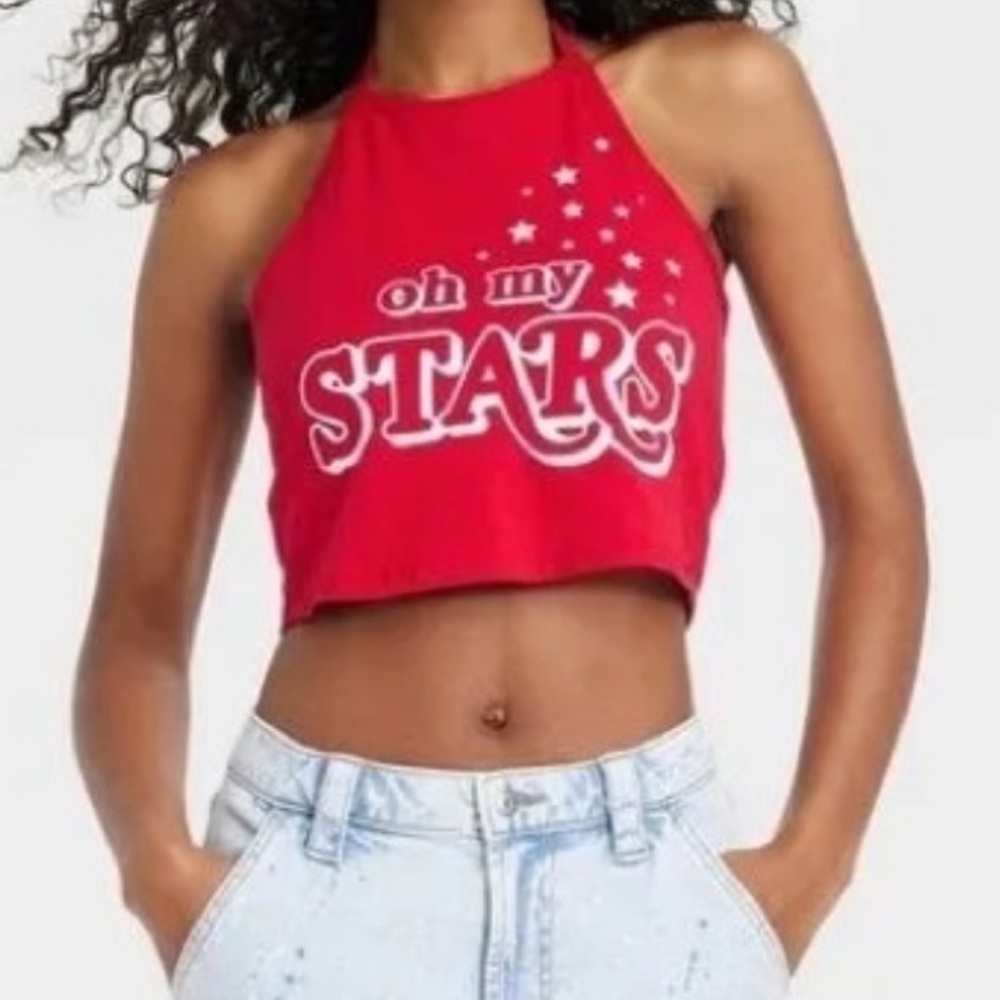 Red Graphic Crop Top